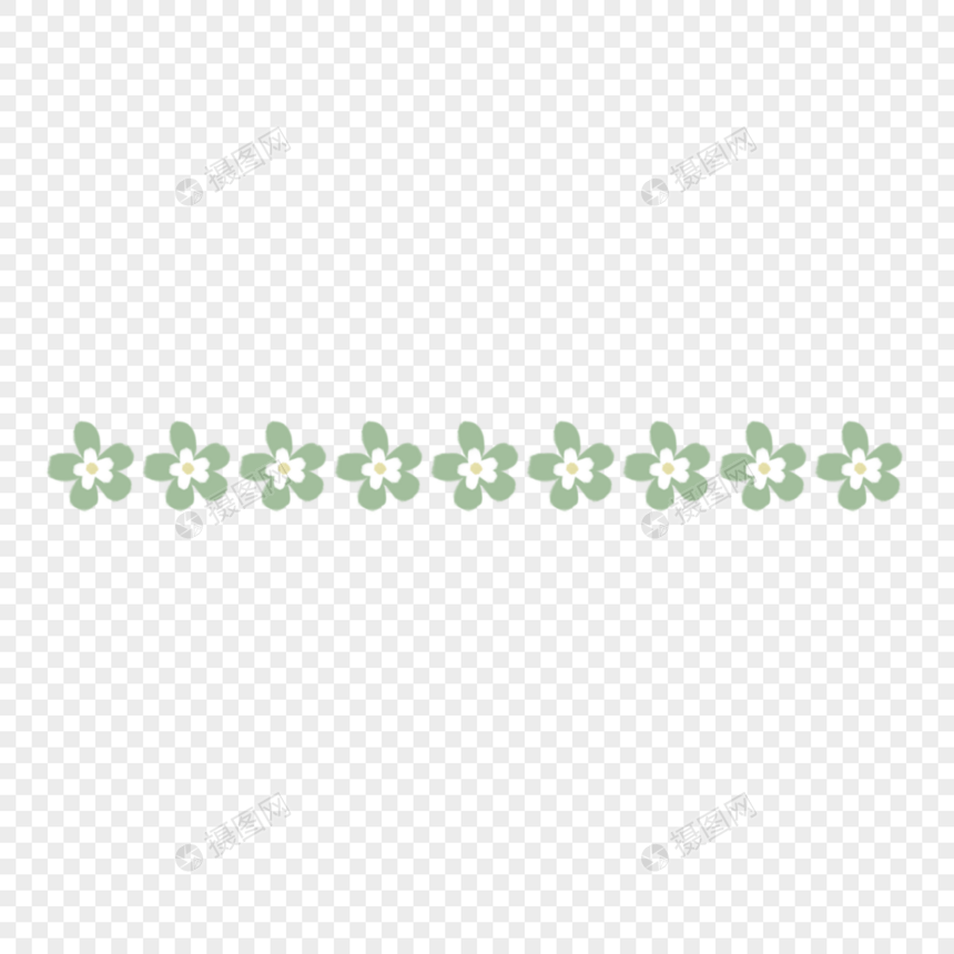 绿色五叶树叶涂鸦装饰分界线图片