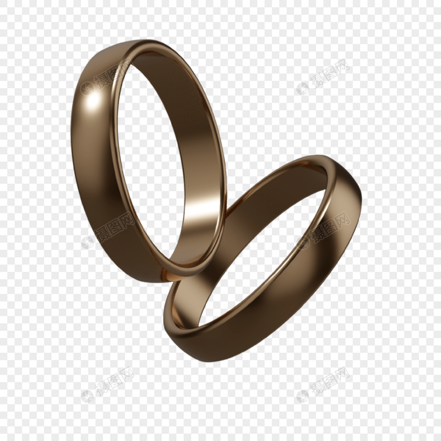 现代金色婚礼戒指图片