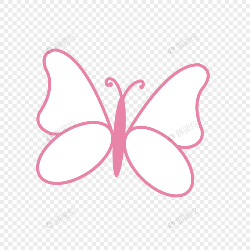 粉色白色可爱卡通蝴蝶剪贴画图片