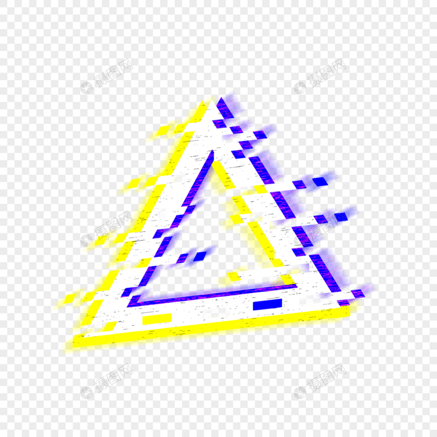 倾斜的三角形霓虹故障风格几何边框图片