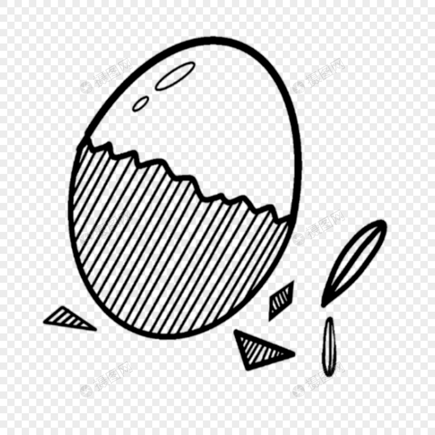 创意黑白单色涂鸦剥开的鸡蛋图片