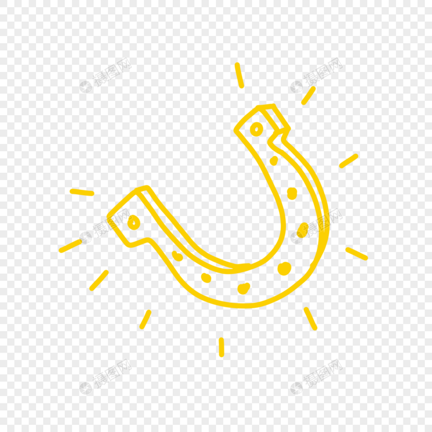 圣帕特里克节线条涂鸦黄色马蹄铁图片