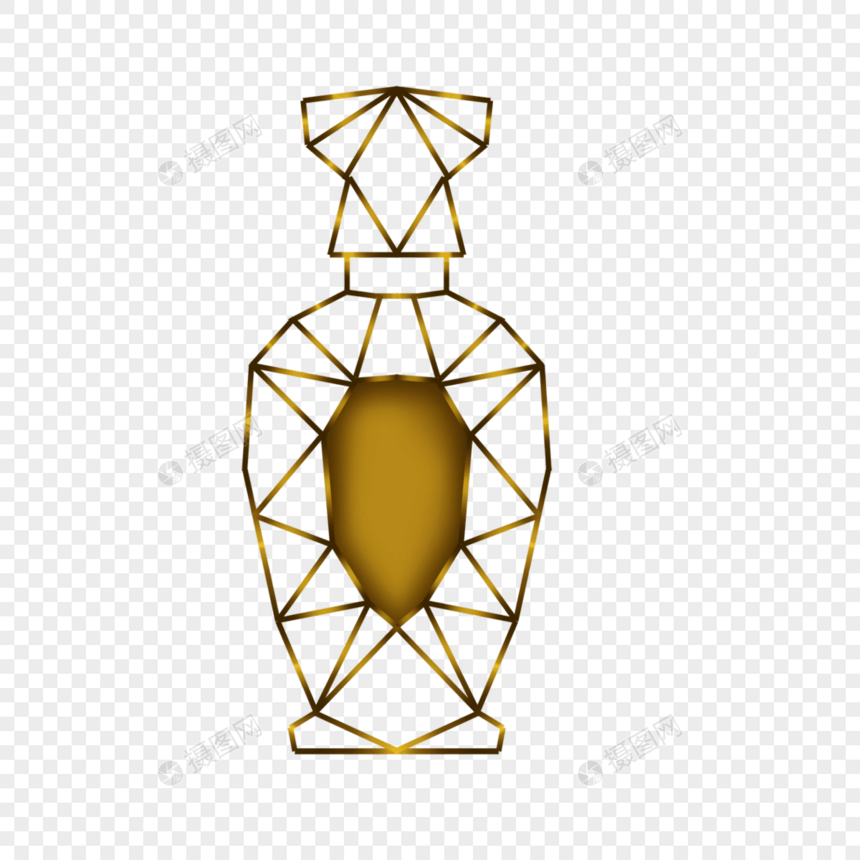 金色光效线条椭圆香水瓶图片