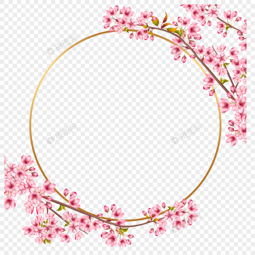春天粉色花卉樱花枝条边框图片