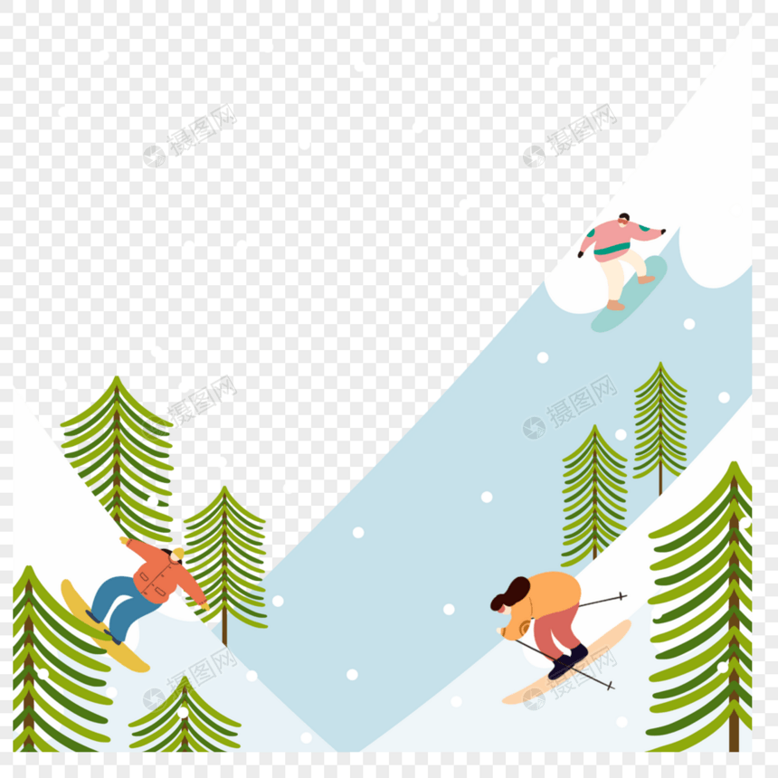 冬季滑雪运动矢量元素图片