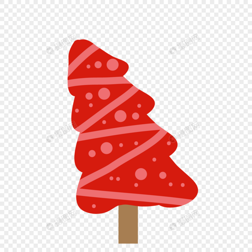 红色矢量圣诞树装饰图片