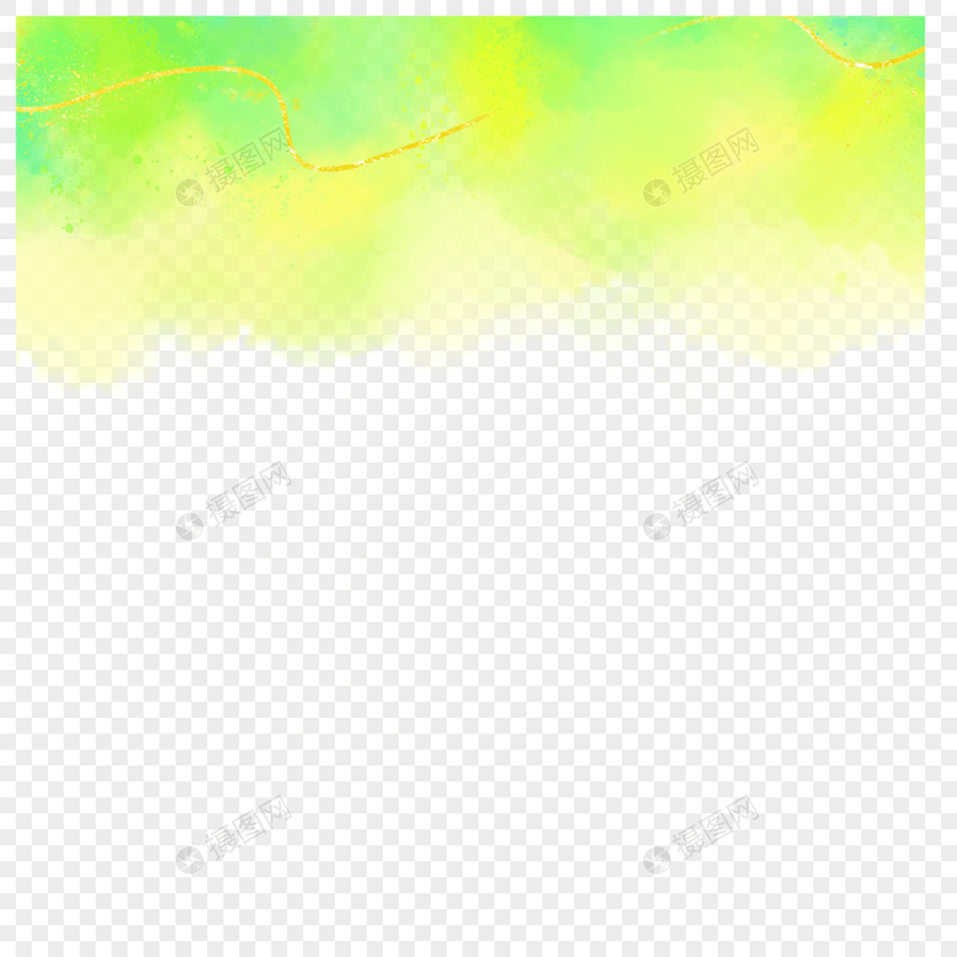 金色曲线绿色水彩边框图片