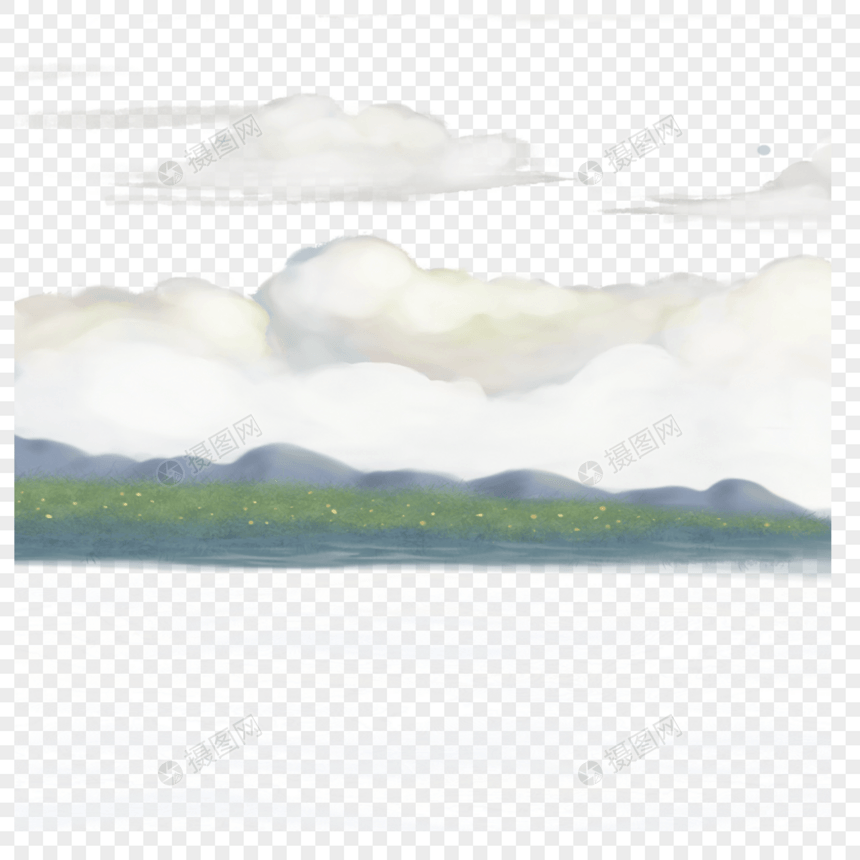 白色厚重水彩云朵自然风景图片