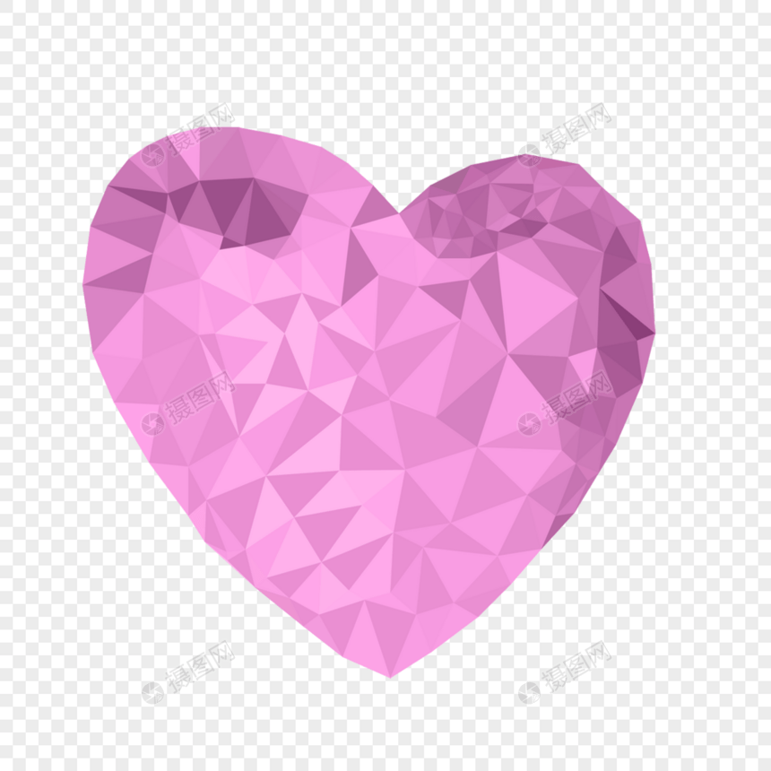 几何多边形低聚粉色爱心图片