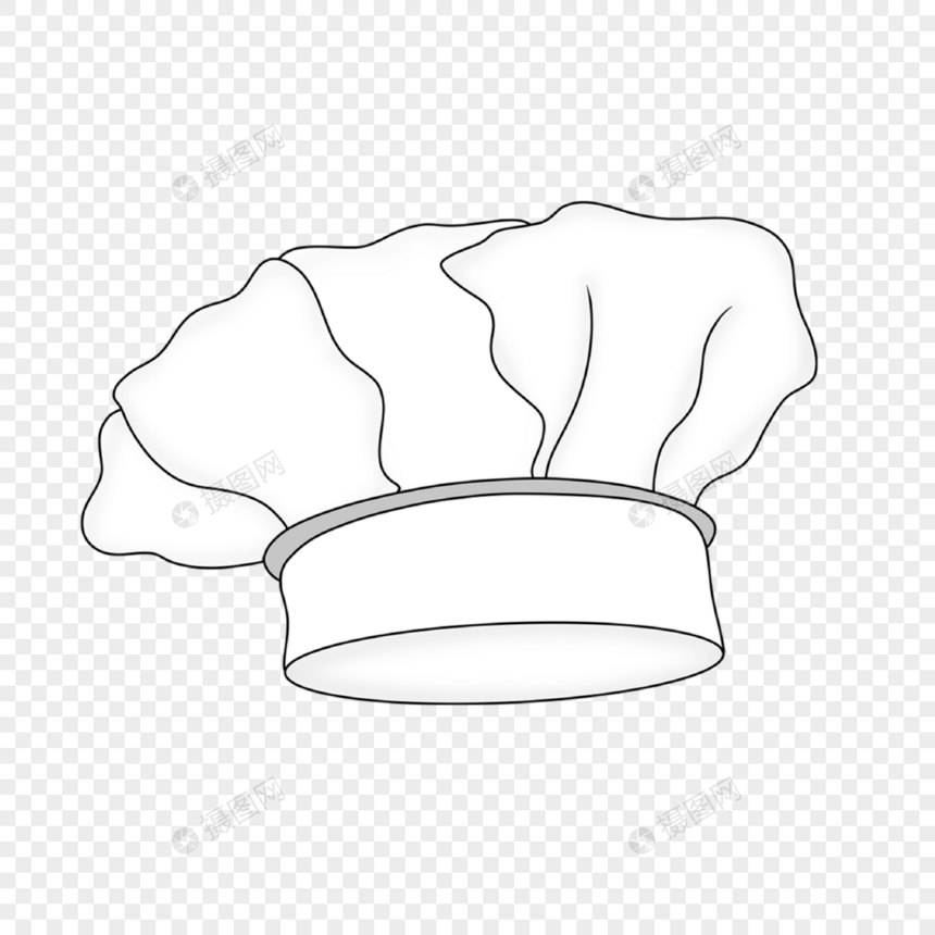 黑色线条勾勒的白色厨师帽图片