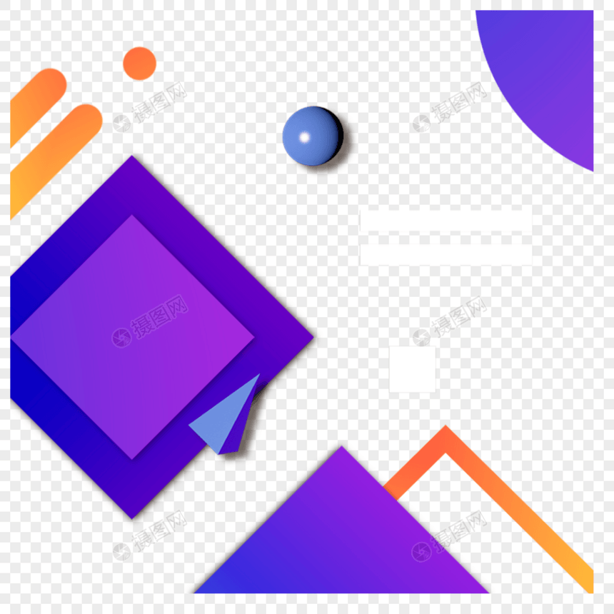 紫色方块圆球孟菲斯边框图片