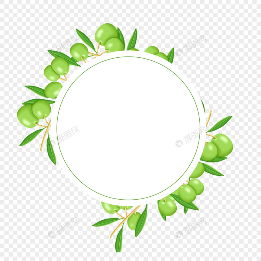 嫩绿色圆形橄榄边框图片