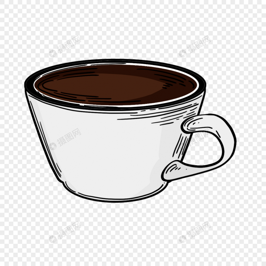 白色经典款咖啡杯和黑咖啡图片