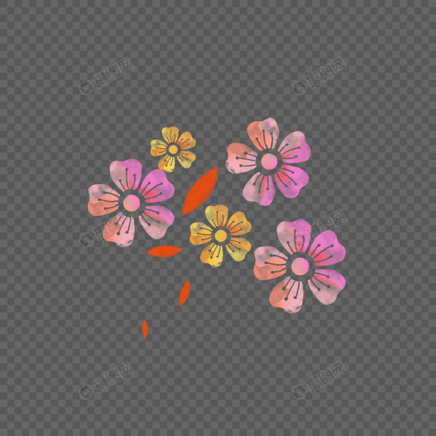 粉色花朵简单水彩图片