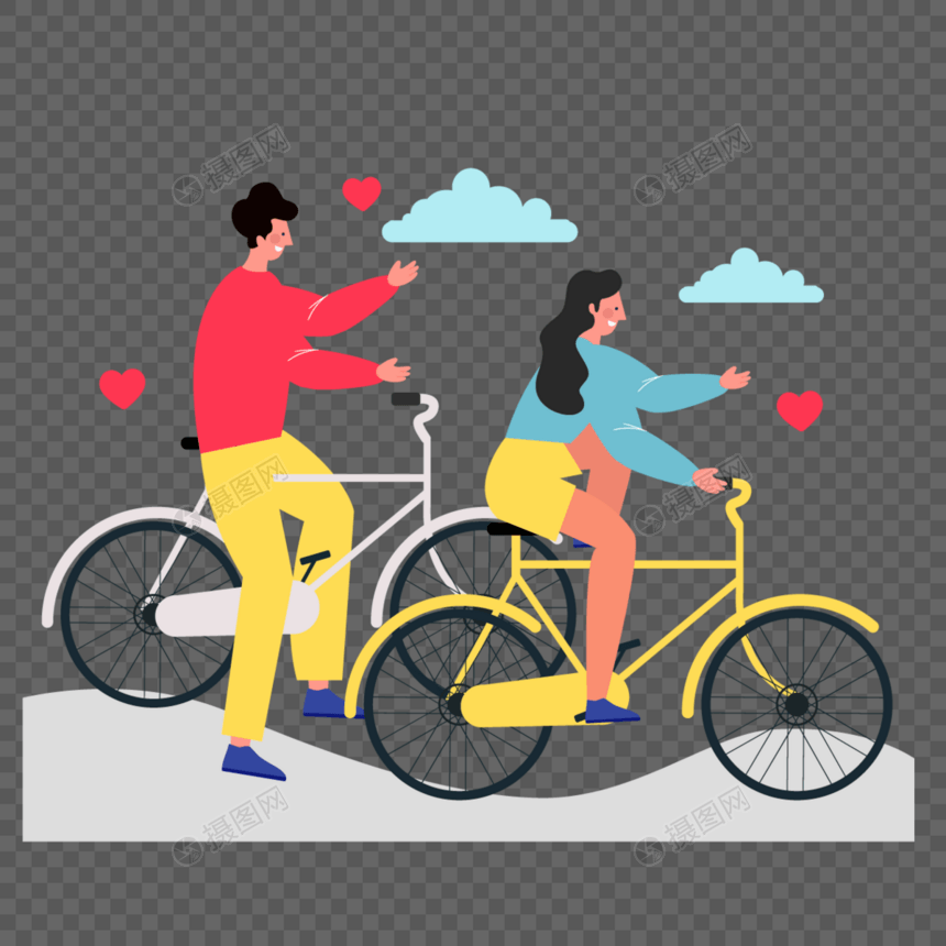 情人节自行车郊游旅行插画图片