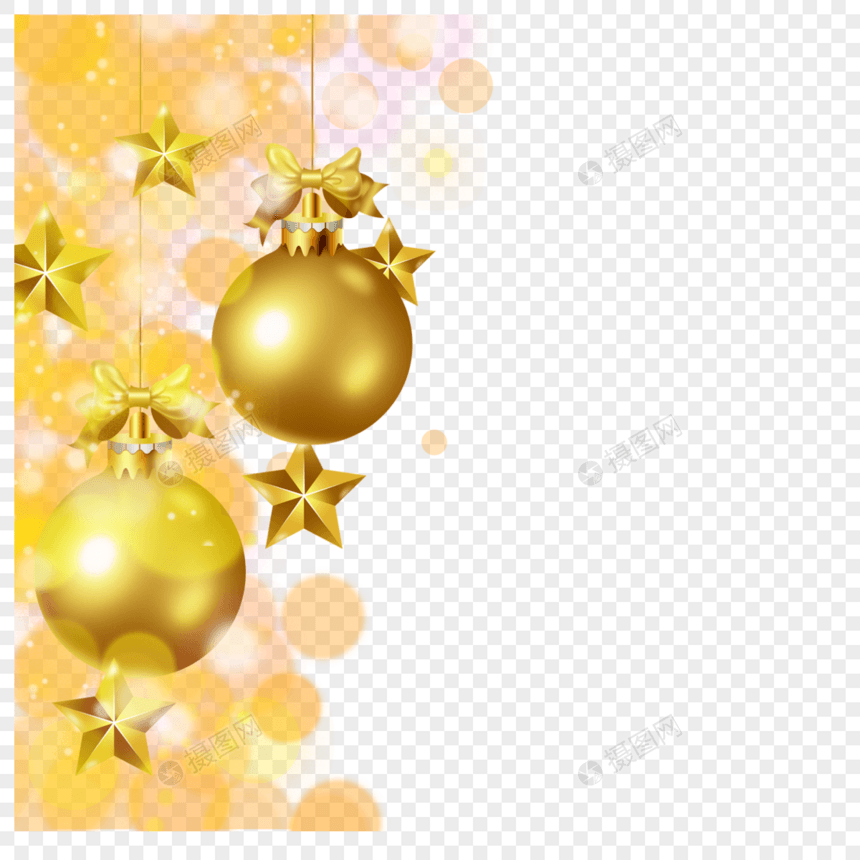 圣诞节装饰球黄色光斑图片