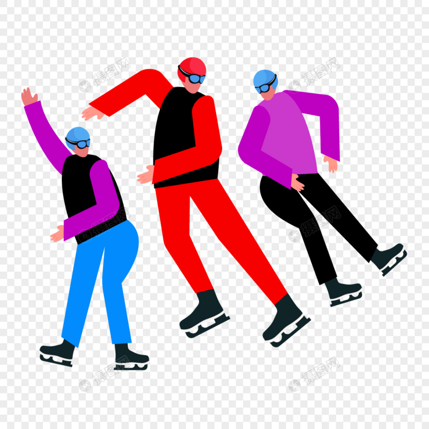 短道速滑运动卡通人物图片