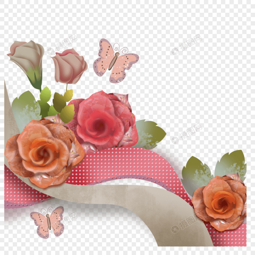 亚麻花卉装饰粉色波点图片