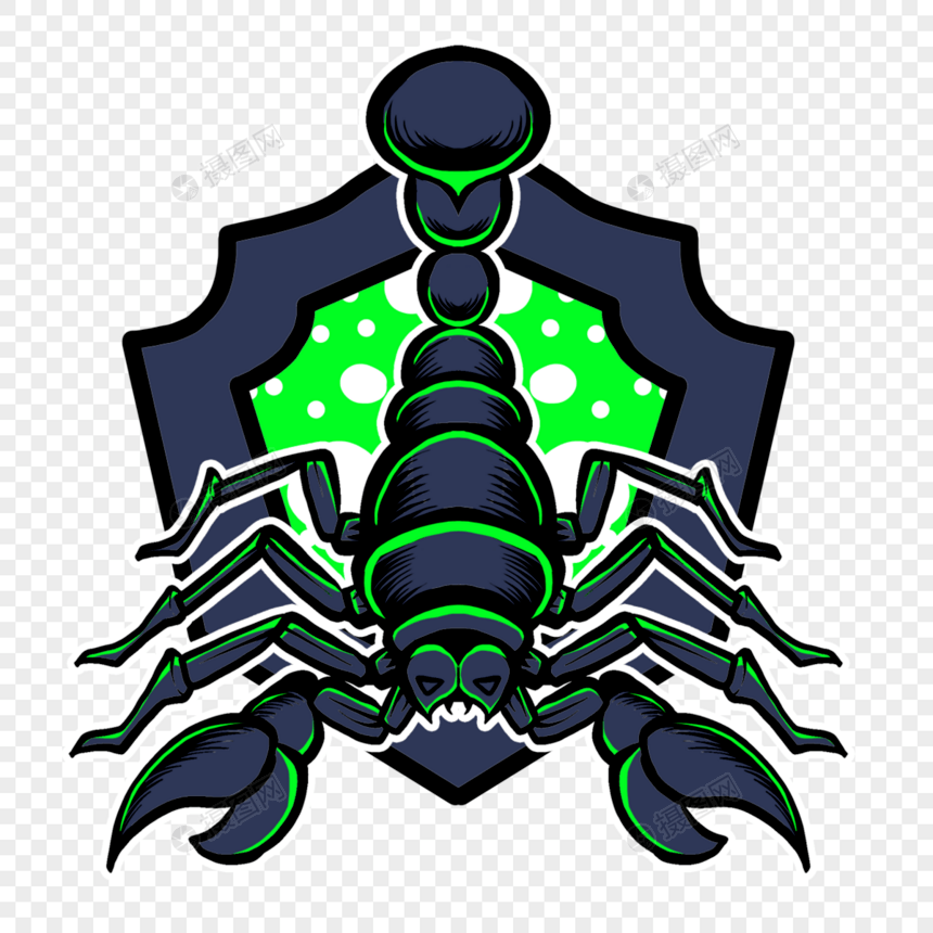 蝎子吉祥物波普风格绿色图片