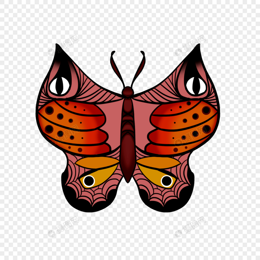 蝴蝶复古纹身昆虫图片
