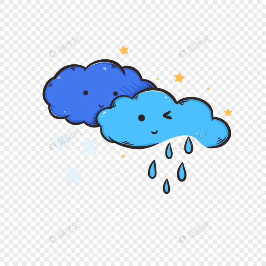 天气贴纸彩色线条下雨插图图片