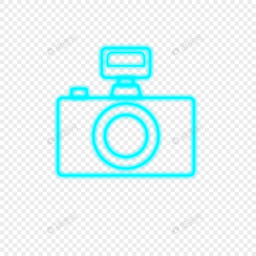 霓虹相机蓝色线条相机图标图片