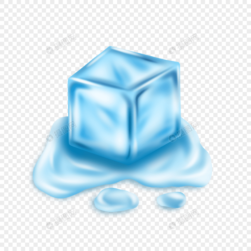 冰块立方体蓝色写实风格融化冰块图片