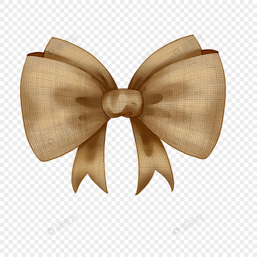 蝴蝶结亚麻材质棕色双层装饰图片