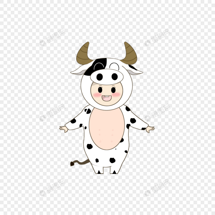 动物服装孩子穿着角色扮演可爱奶牛衣服图片