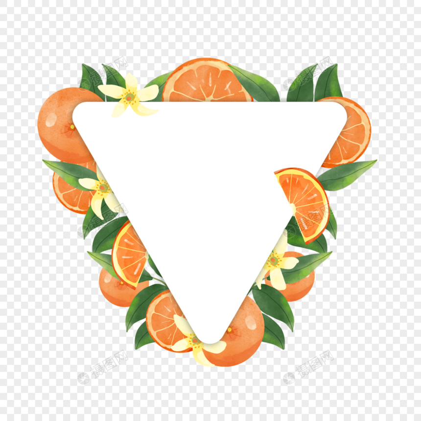 橙子水果水彩三角形边框图片