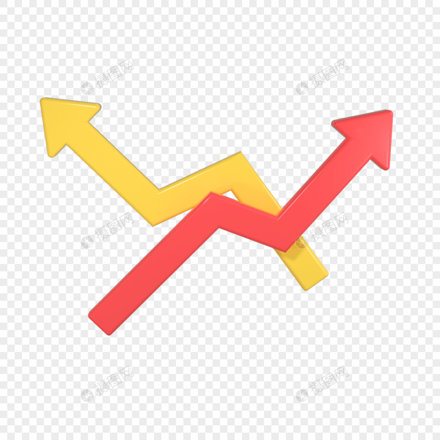 3d红黄折线箭头图片