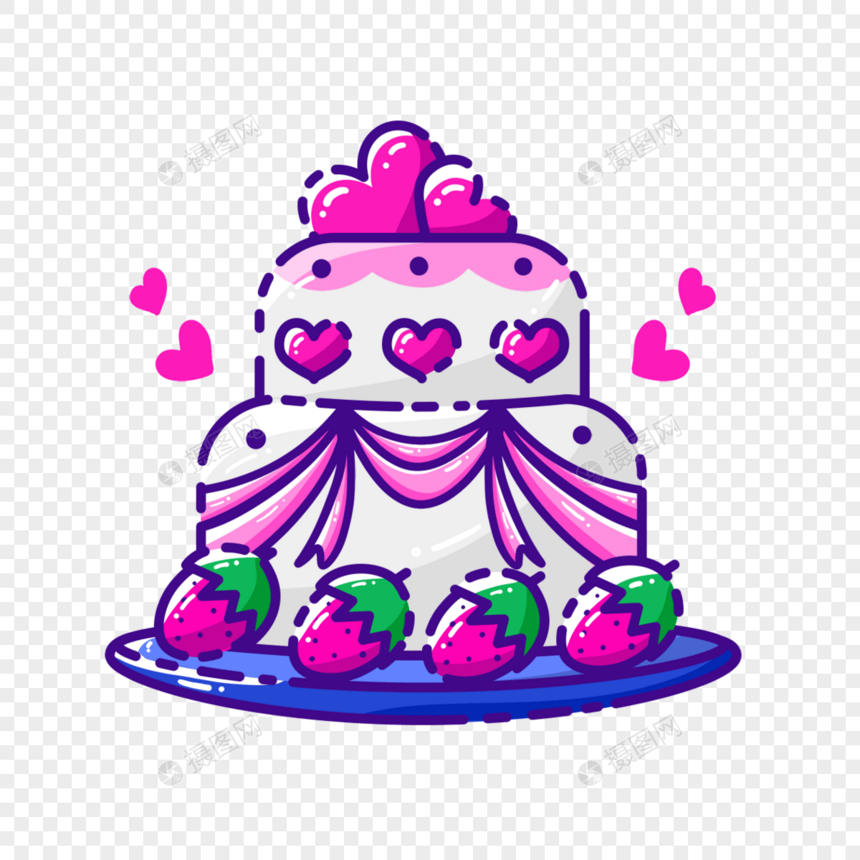 蛋糕草莓婚礼贴纸爱心卡通可爱图片