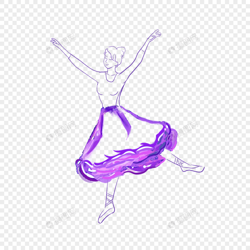 芭蕾舞水彩紫色裙子女孩图片