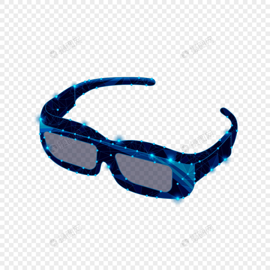 低聚线框在线教育蓝色眼镜图片
