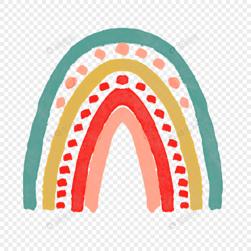 六层色彩水彩波西米亚风格彩虹图片