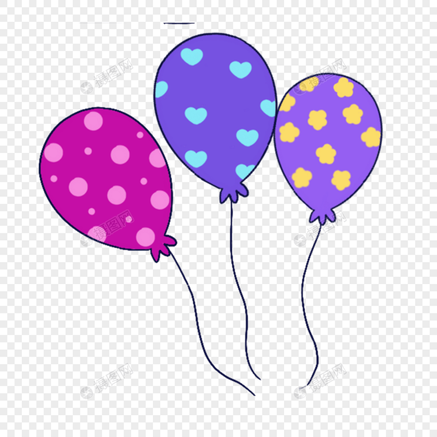 蓝紫色系生日组合彩色花纹气球图片