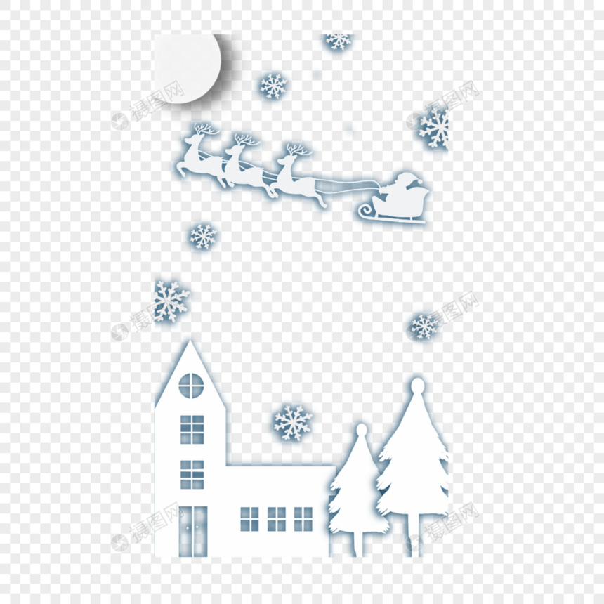 圣诞雪景故事边框雪花图片