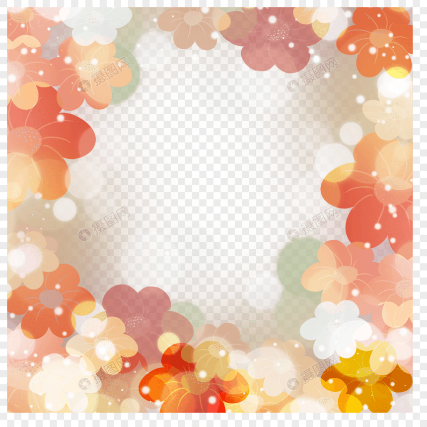 灰色水彩涂鸦花卉抽象光效边框图片