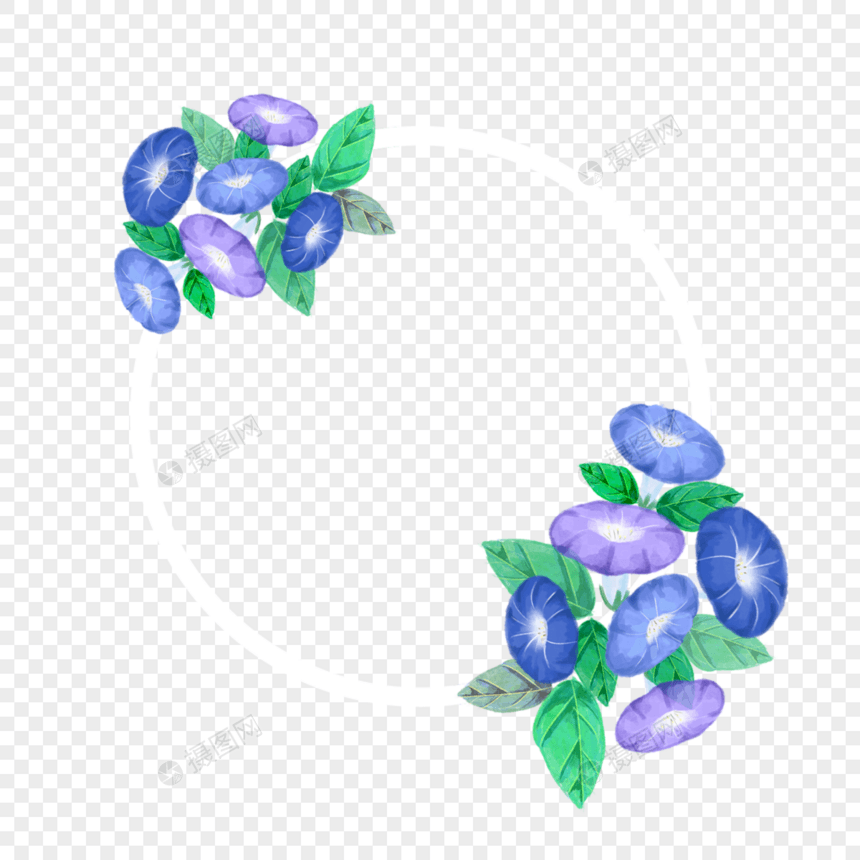 水彩牵牛花卉边框图片
