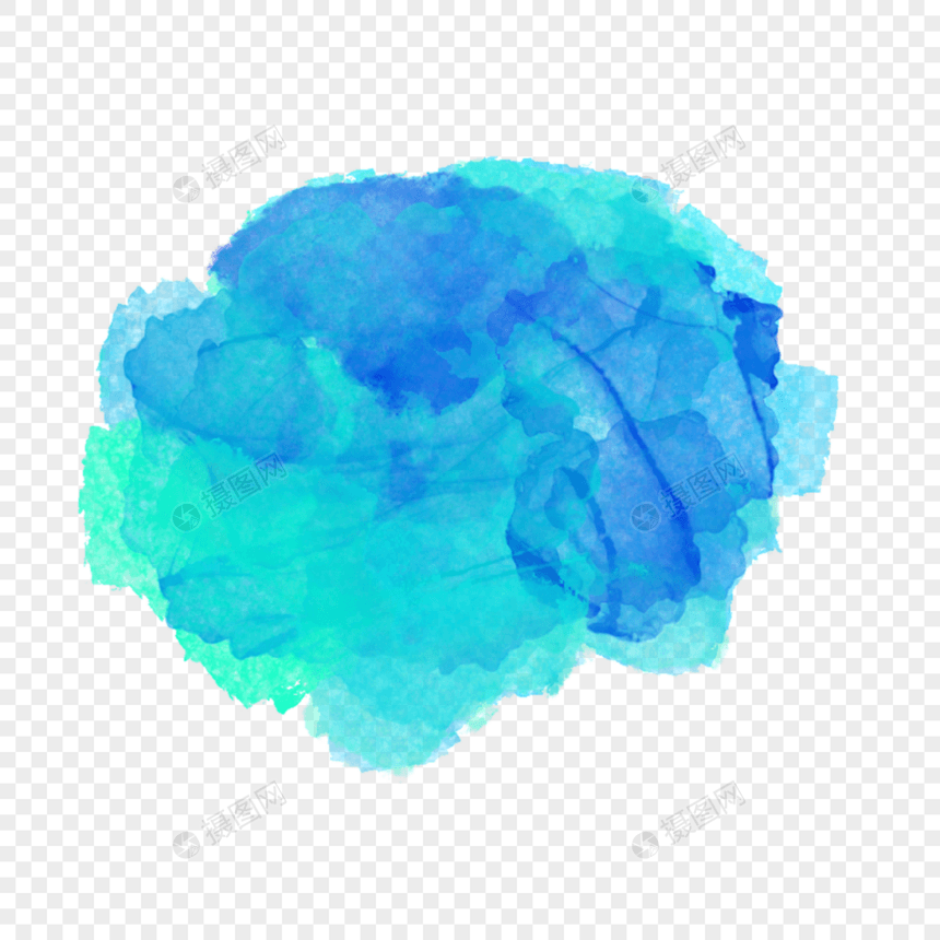 蓝色渐变涂鸦不规则形状水彩污渍图片