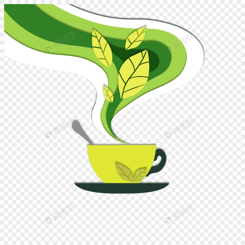 创意剪纸茶杯茶叶漂亮图片