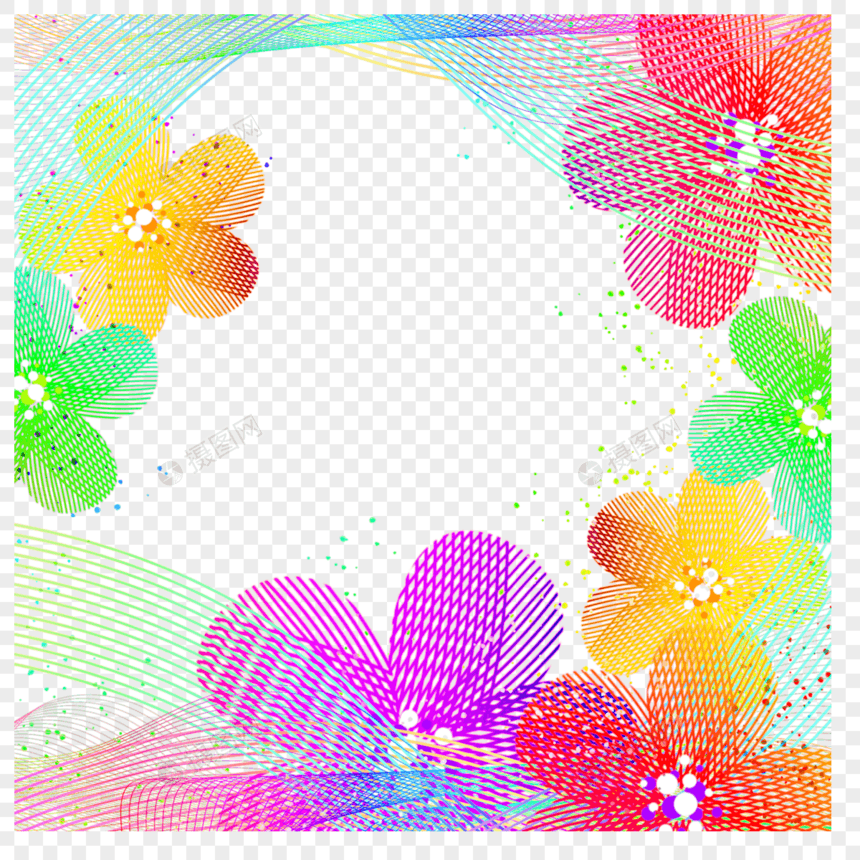 彩色花卉抽象质感网纹边框图片