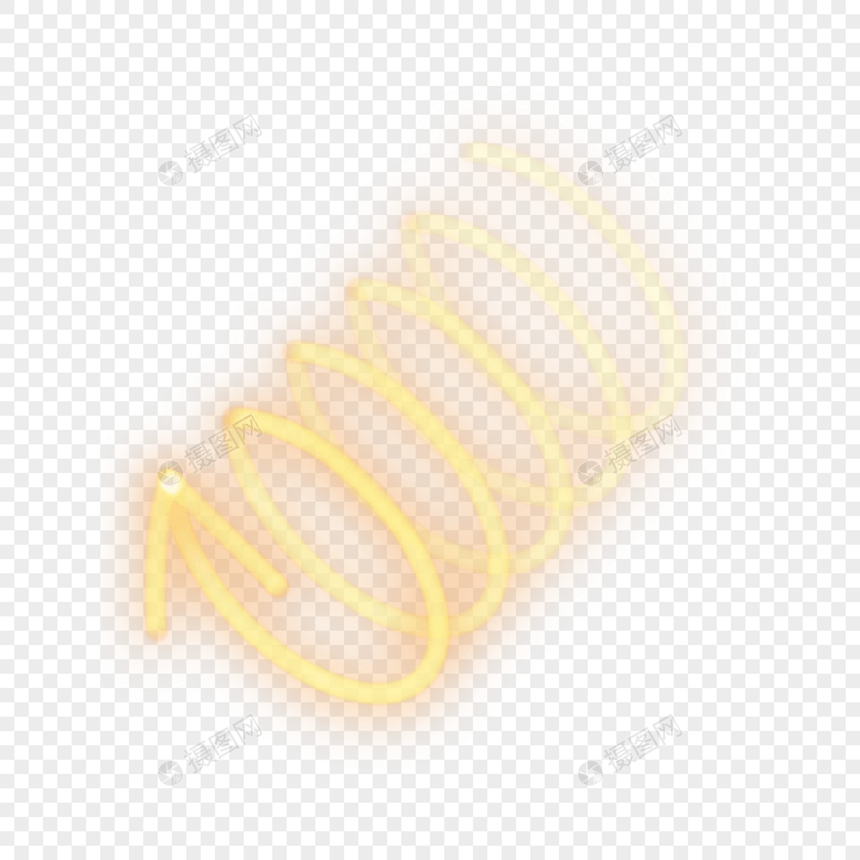 黄色螺旋下降霓虹光效箭头图片