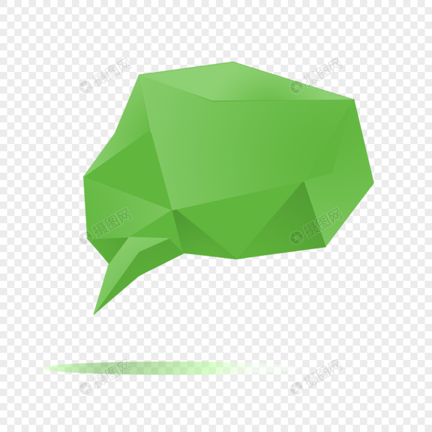 绿色卡通多边形立体气泡对话框图片