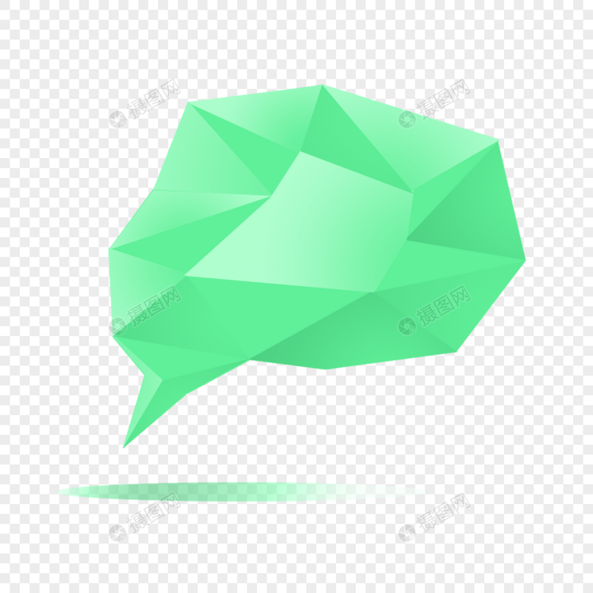 绿色多边形立体气泡对话框图片
