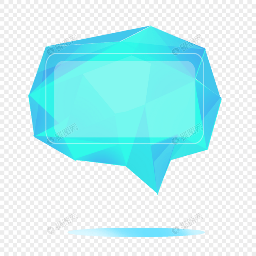 蓝色半透明不规则立体气泡对话框图片