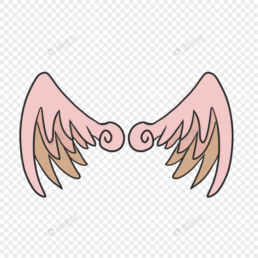 粉色卡通天使翅膀水彩剪贴画图片