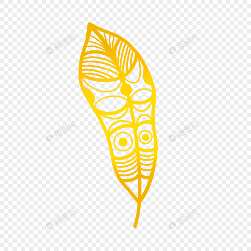 金色抽象纹路雕刻风格植物叶子图片