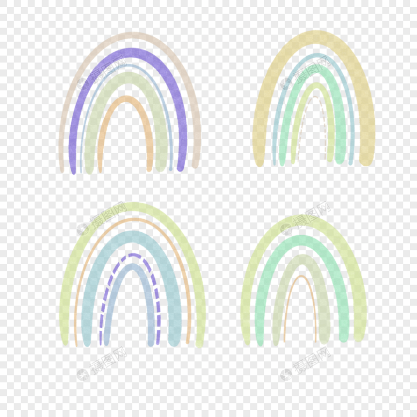 水彩波西米亚风格彩虹图案图片