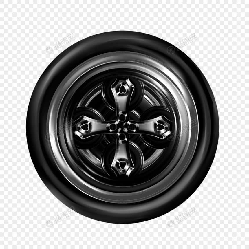 黑色金属风格立体质感轮胎图片
